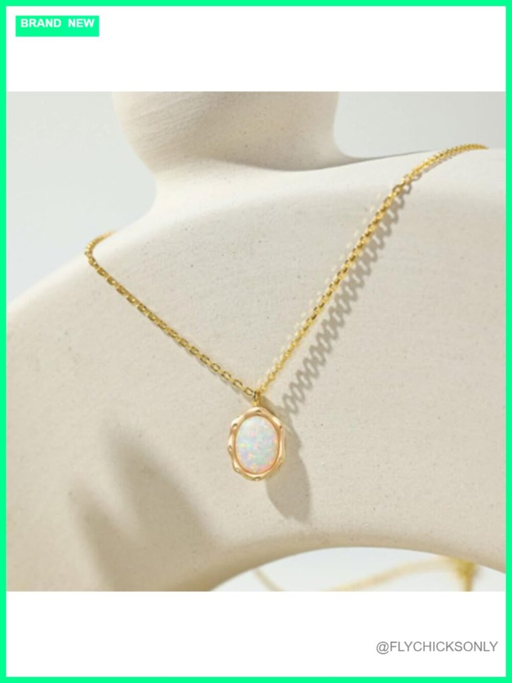 18K Gold Plated Sterling Silver Opal Pendant Necklace Oval Gemstone